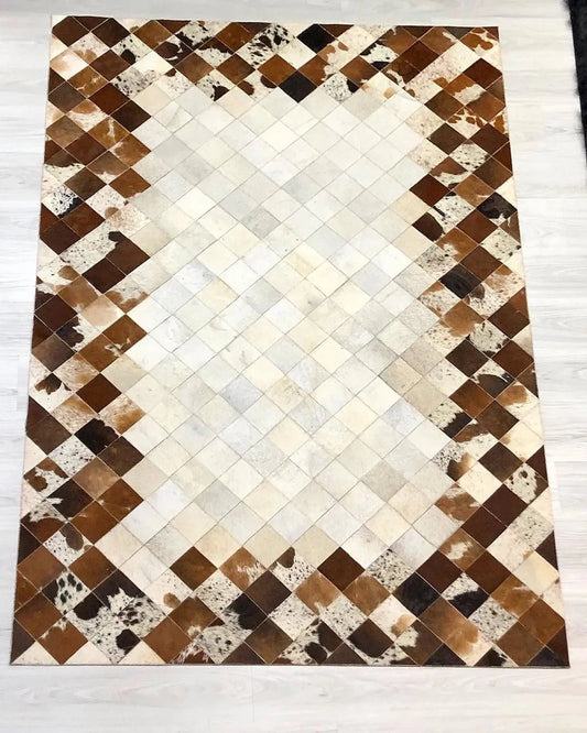 100% Natural Brown and Cream Cowhide Patchwork Rug - Wonder fur rug Wonder Fur Rug Wonder fur rug