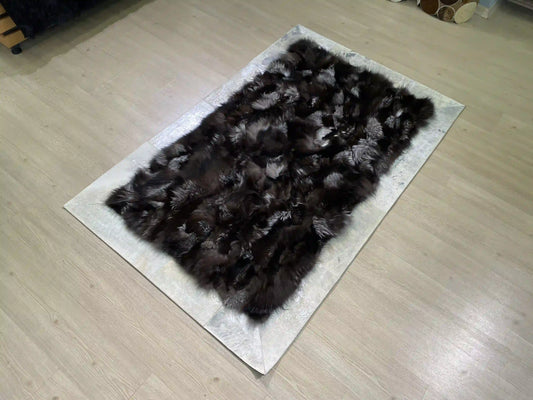 Fluffy Soft Natural Fox Fur Rug Rugs for Living Room, Bedroom