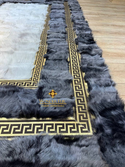 100%Natural Gray White Sheepskin Living Room Rug,Handmade Non Slip Rug - Wonder fur rug Rug Wonder Fur Rug Wonder fur rug