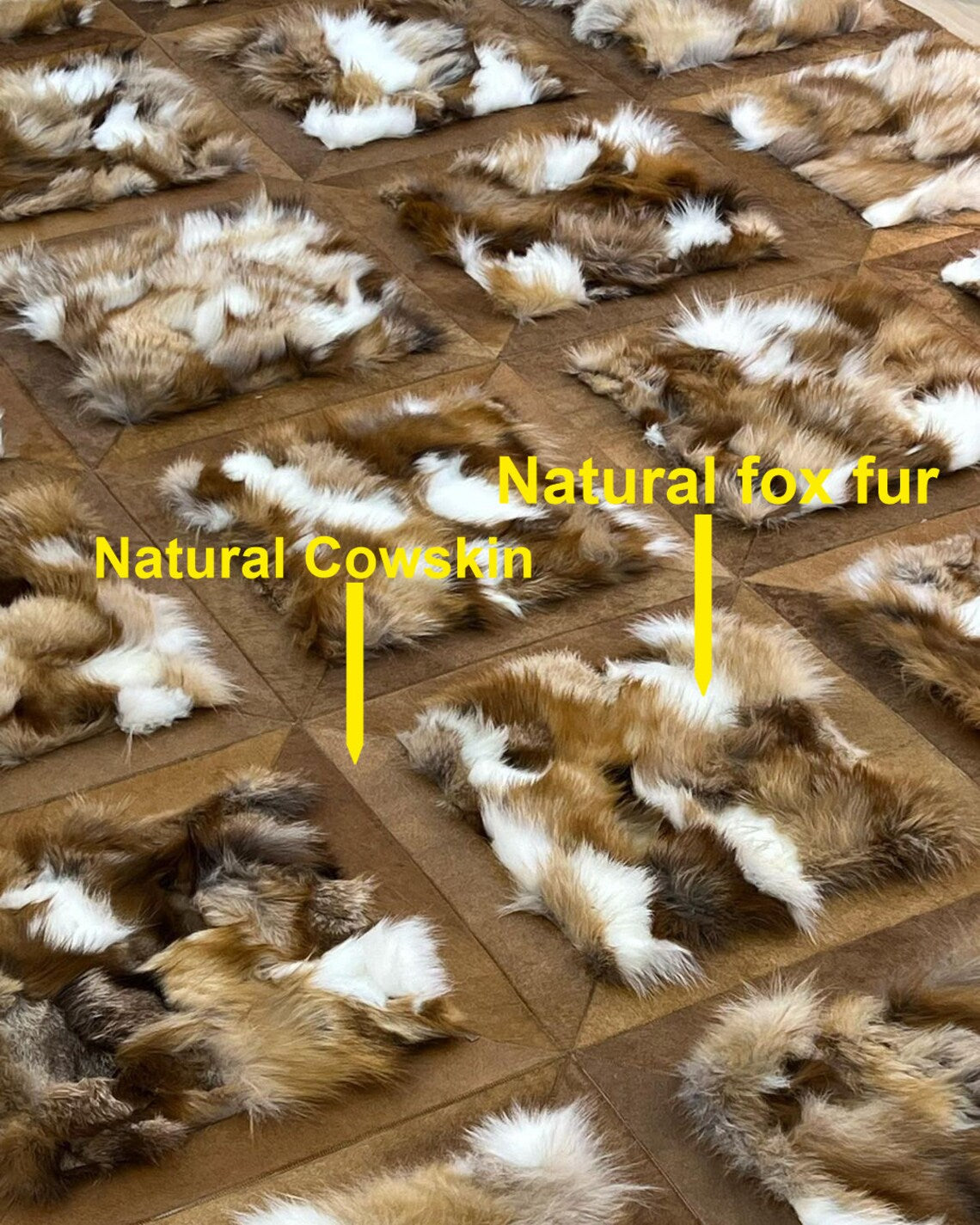 100%Natural Handmade Cowhide And Faux Fur Rug , Non Slip Soft Rug