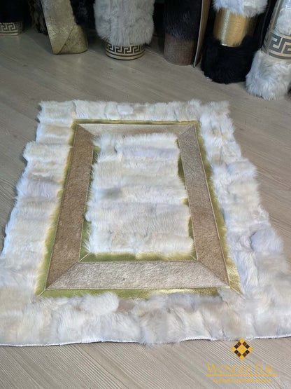 100%Natural Handmade White Sheepskin 5x7 Area Bedroom Rug , Luxury Rug - Wonder fur rug Rug Wonder Fur Rug Wonder fur rug