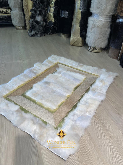 100%Natural Handmade White Sheepskin 5x7 Area Bedroom Rug , Luxury Rug - Wonder fur rug Rug Wonder Fur Rug Wonder fur rug