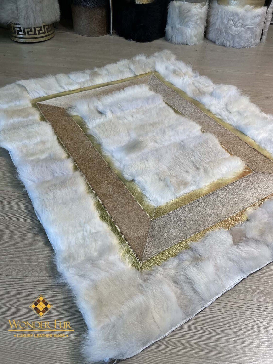 100%Natural Handmade White Sheepskin 5x7 Area Bedroom Rug , Luxury Rug - Wonder fur rug Rug Wonder Fur Rug Wonder fur rug