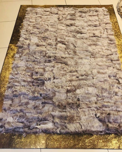 100% Natural Handmade Sheepskin Brown And Gold Luxury Living Room Rug - Wonder fur rug Rug Wonder Fur Rug Wonder fur rug