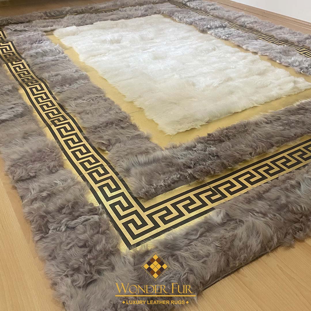 100% Natural White Gary Sheepskin Wool Area Rug