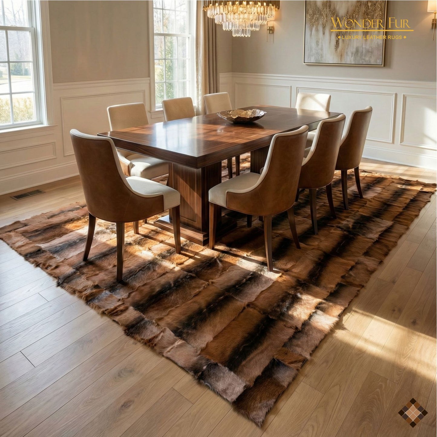 Handmade Genuine Brown Goatskin Area Rug