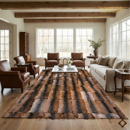 Handmade Genuine Brown Goatskin Area Rug