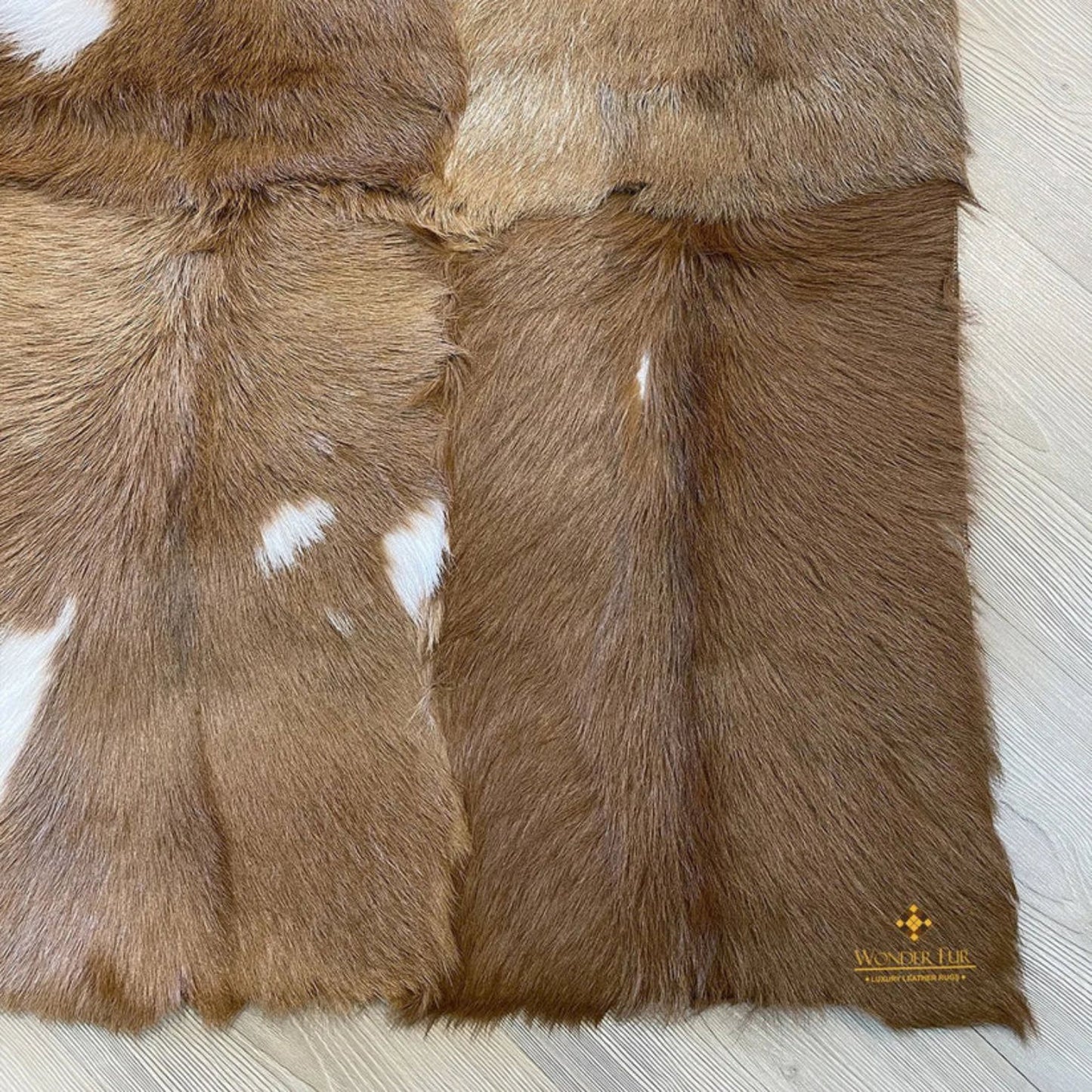 Natural Brown & White Goatskin Area Rug