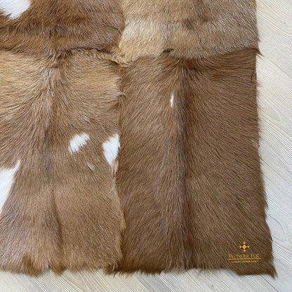 Natural Brown & White Goatskin Area Rug