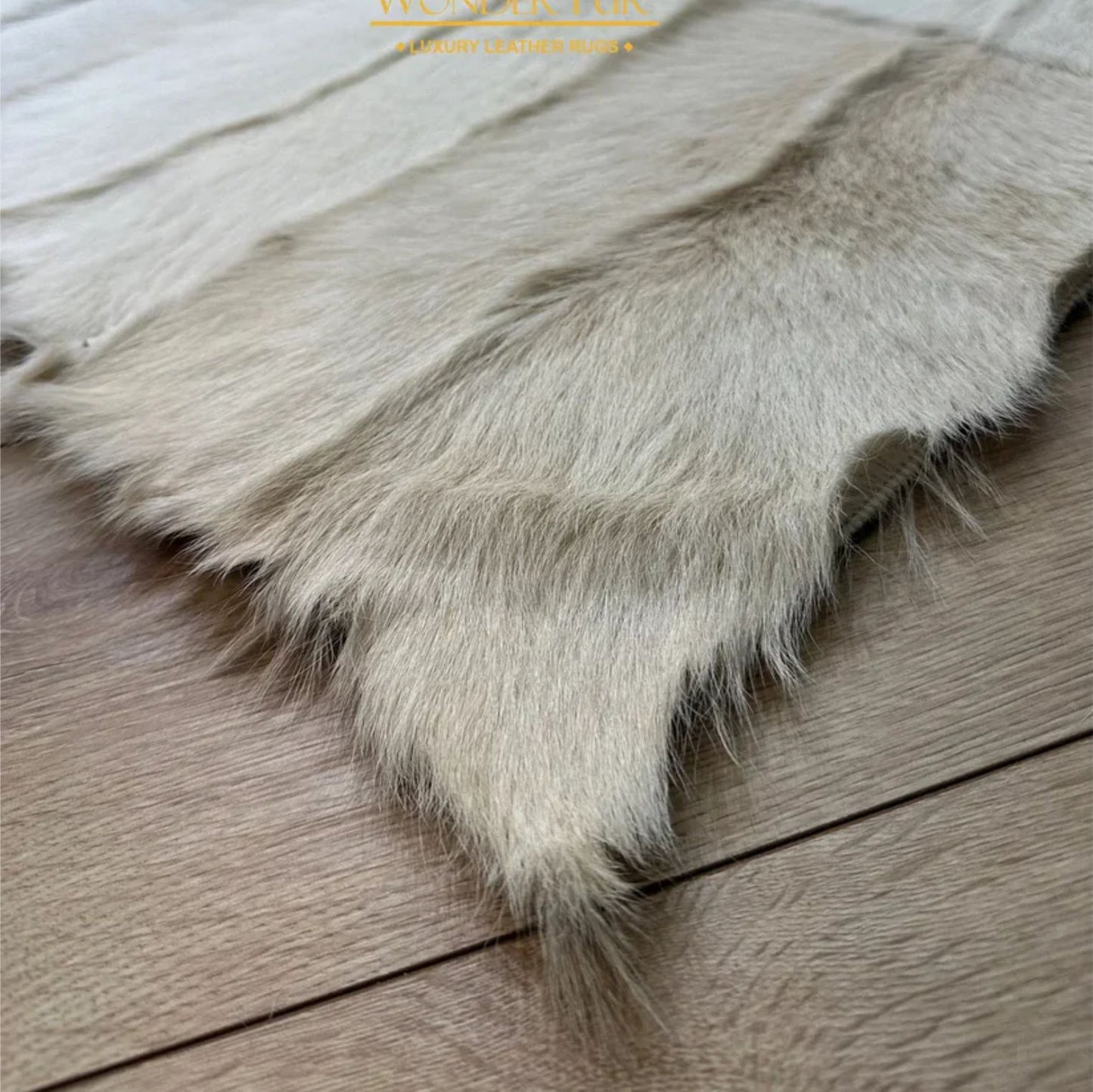 Handmade White Natural Goatskin Area Rug