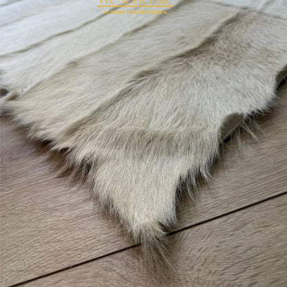 Handmade White Natural Goatskin Area Rug