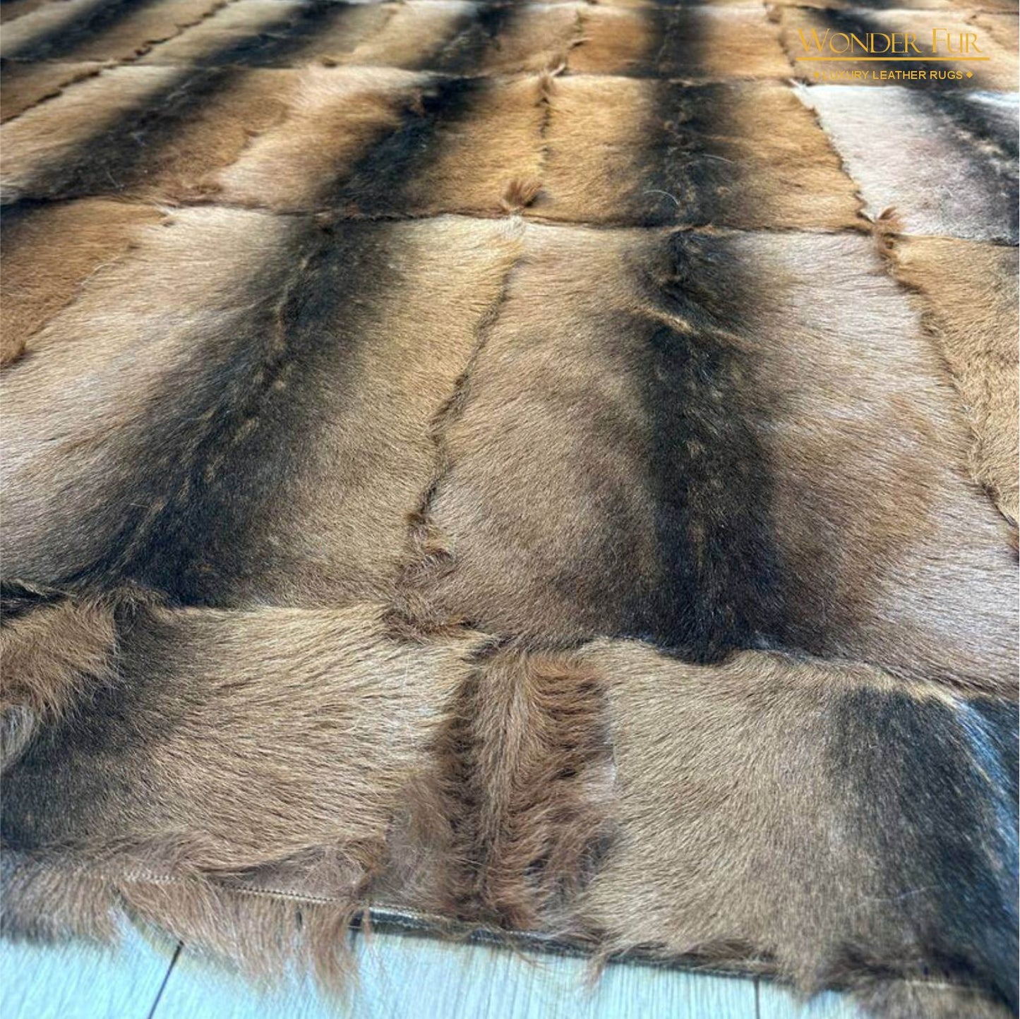 Handmade Genuine Brown Goatskin Area Rug