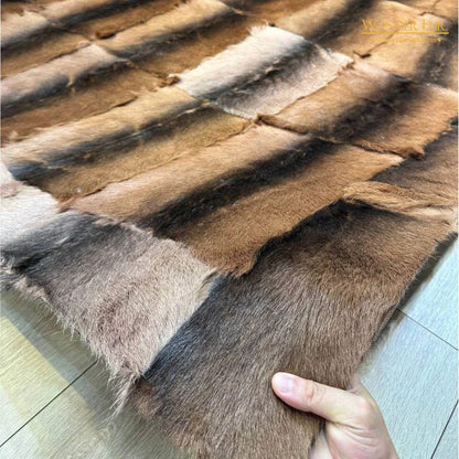 Handmade Genuine Brown Goatskin Area Rug