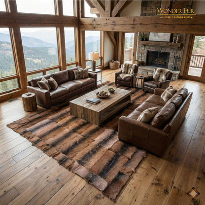 Handmade Genuine Brown Goatskin Area Rug