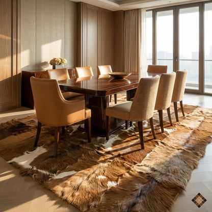 Natural Brown & White Goatskin Area Rug