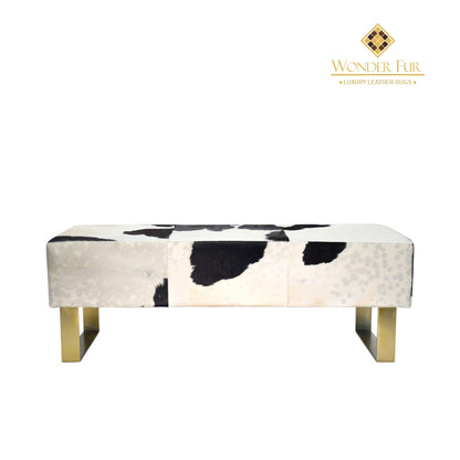 Handmade Genuine Cowhide Bench for Living Room - Custom-made