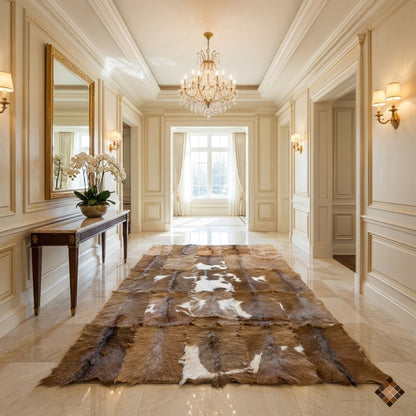 Natural Brown & White Goatskin Area Rug