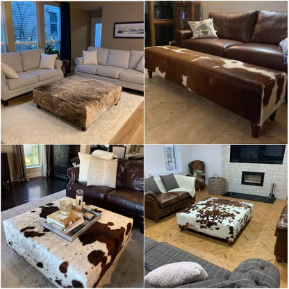 Custom Handcrafted Genuine Cowhide Coffee Tables