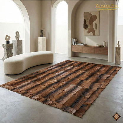 Handmade Genuine Brown Goatskin Area Rug