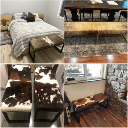 Premium Tricolor Genuine Cowhide Bench: Elevate Your Space with