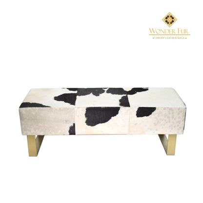 Handmade Genuine Cowhide Bench for Living Room - Custom-made