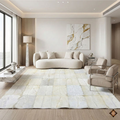Handmade White Natural Goatskin Area Rug