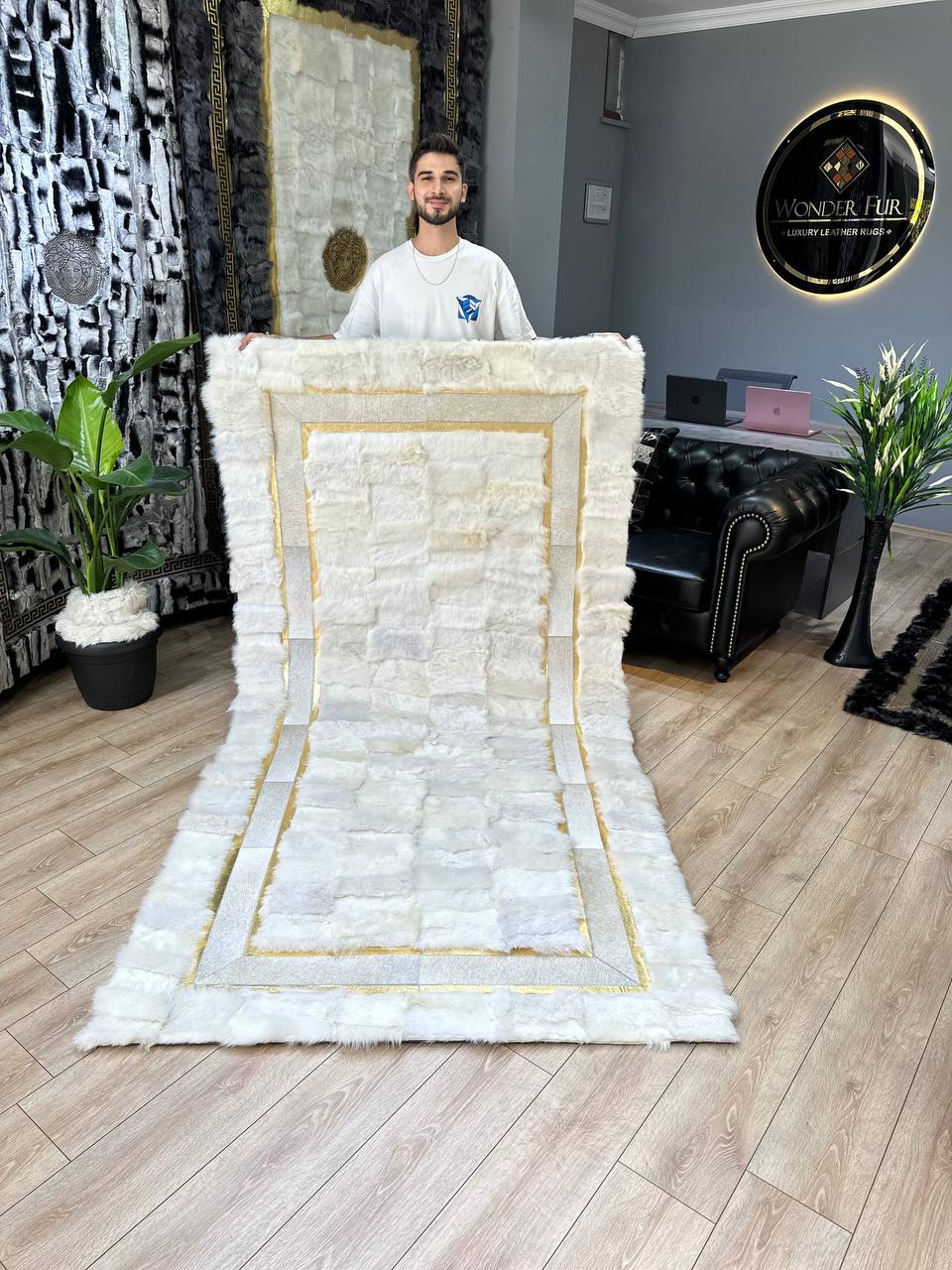Natural White Sheepskin Fur Rug, Rug for Bedroom Living Room