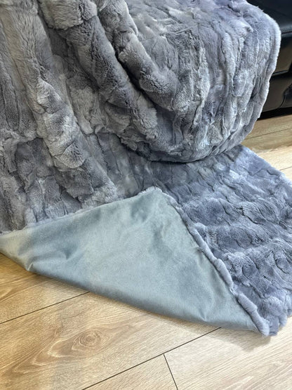 Natural fur Blanket Rex Rabbit, Gray Rex Rabbit Throw Blanket