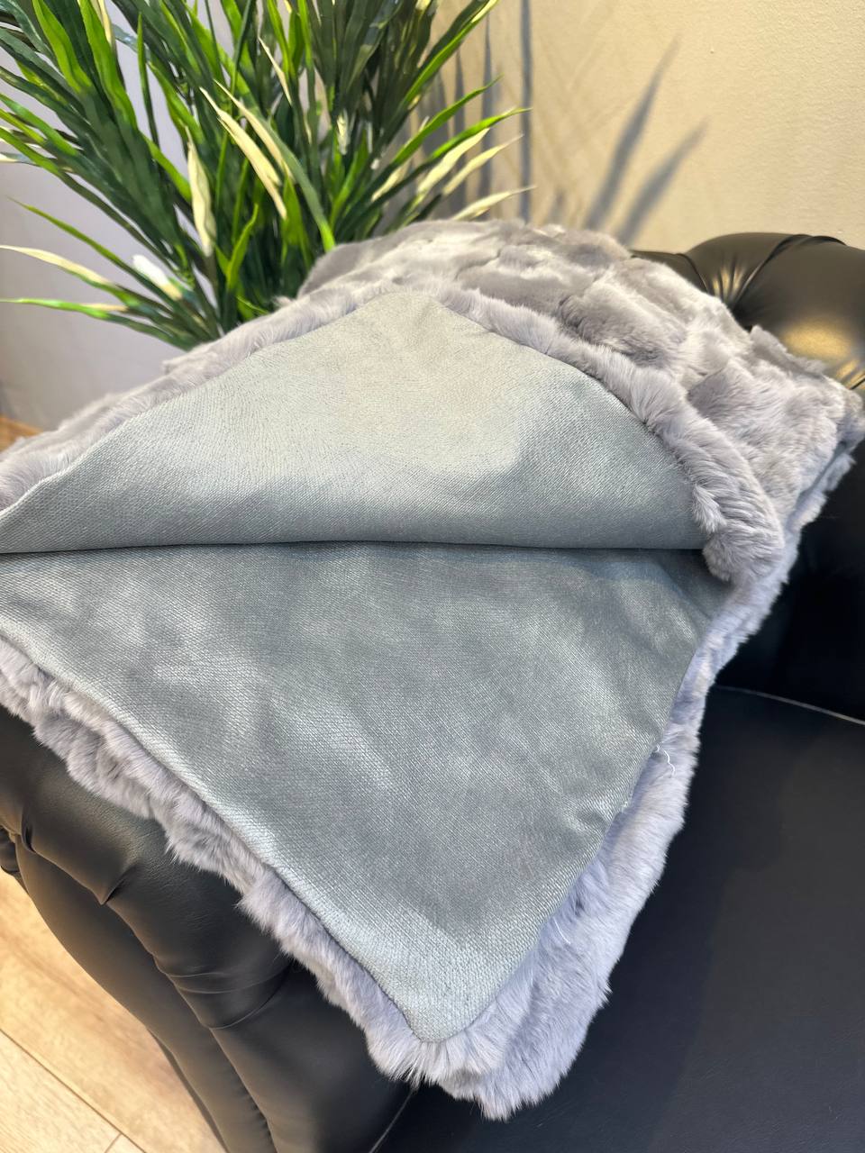 Natural fur Blanket Rex Rabbit, Gray Rex Rabbit Throw Blanket