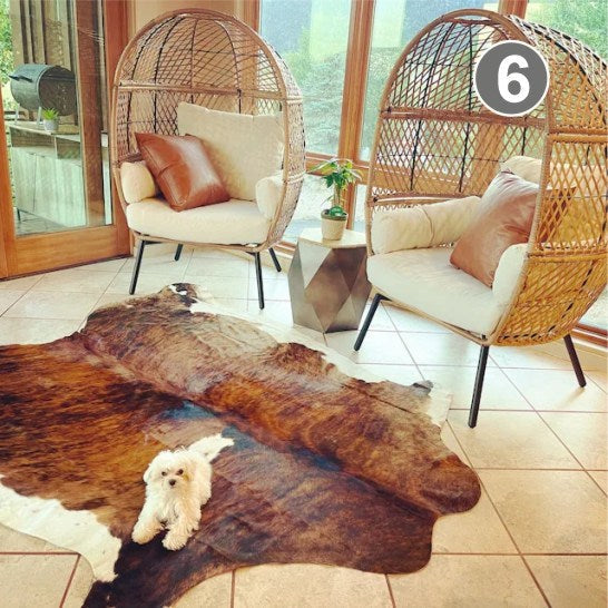 Natural Cow Skin Decor Rugs for Home Decor, Handmade Non Slip Base