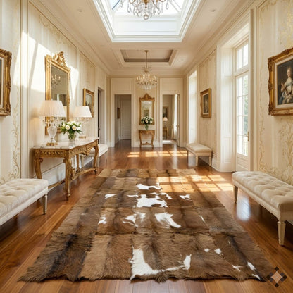 Natural Brown & White Goatskin Area Rug