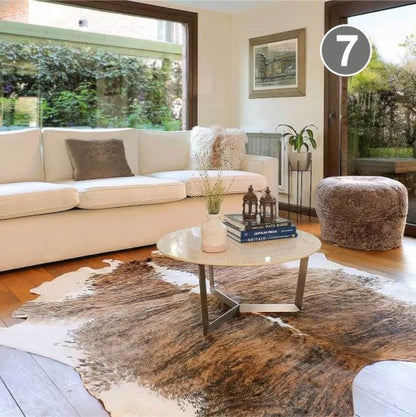 Natural Cow Skin Decor Rugs for Home Decor, Handmade Non Slip Base