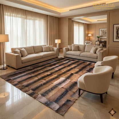 Handmade Genuine Brown Goatskin Area Rug