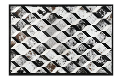 High Quality Geometric Pattern Natural Handmade Cowhide Area Rug