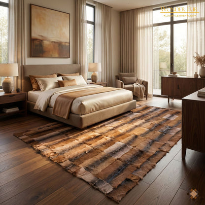 Handmade Genuine Brown Goatskin Area Rug