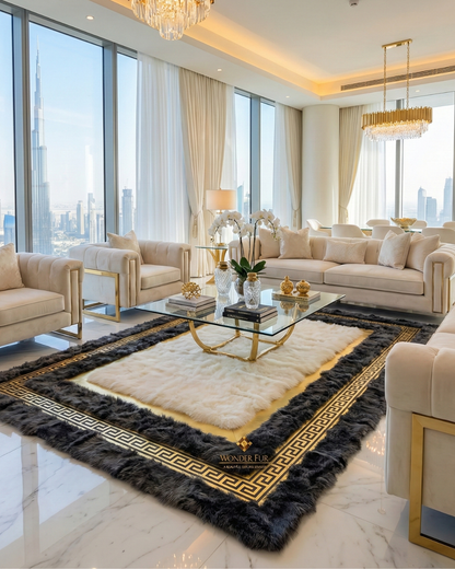 Luxury Soft White Gray Natural Sheepskin Handmade Living Room 6x8 Rug