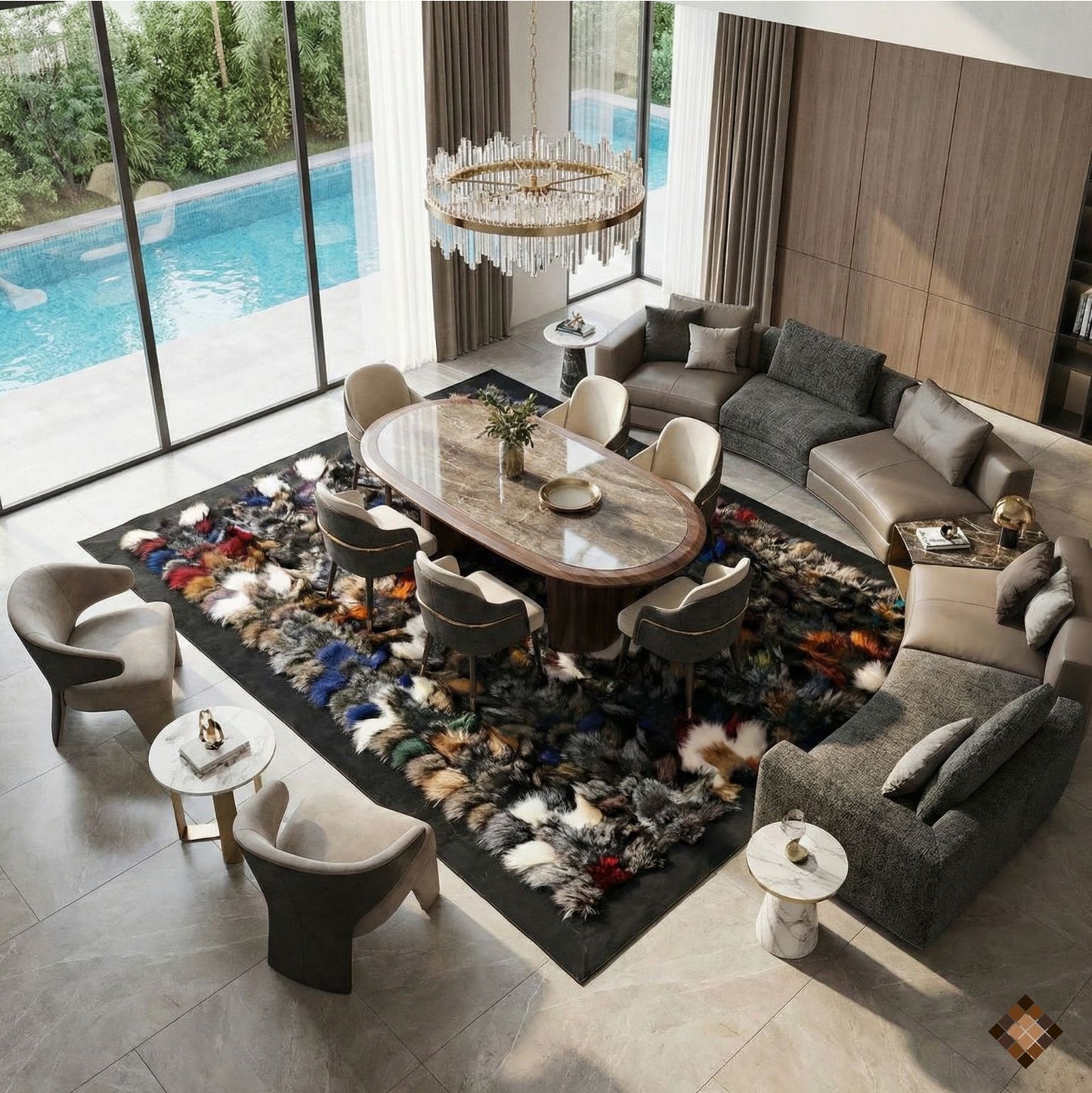 Artisan Fox Fur Statement Area Rug with Deep Texture - WONDERFURRUG
