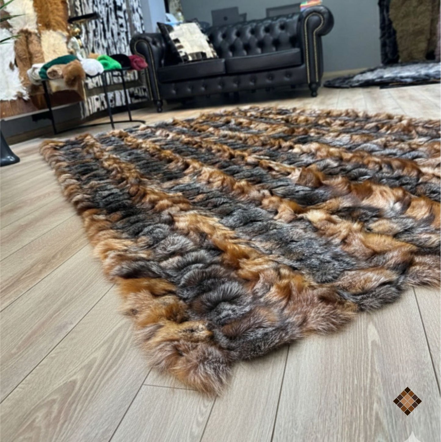 Artisan Handmade Genuine Fox Fur Rug for Elegant Interiors - WONDERFURRUG