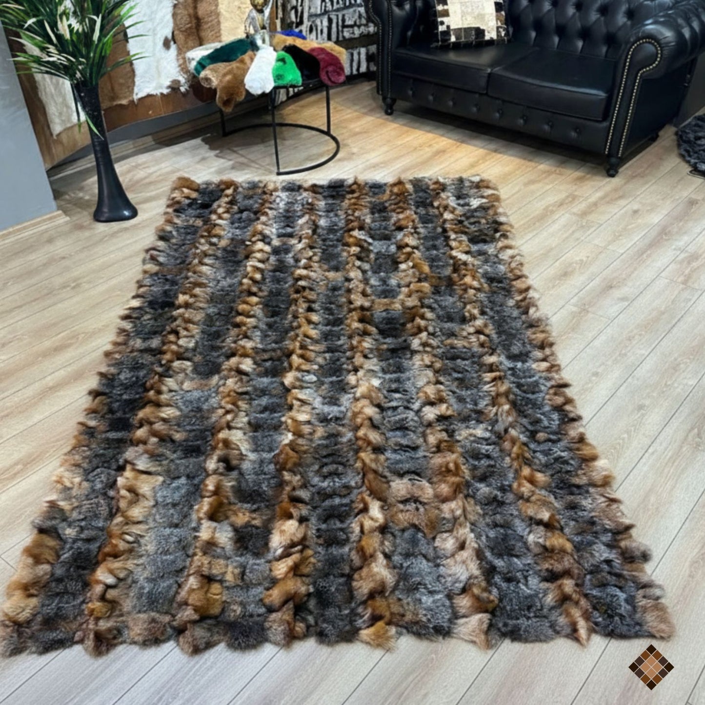 Artisan Handmade Genuine Fox Fur Rug for Elegant Interiors - WONDERFURRUG