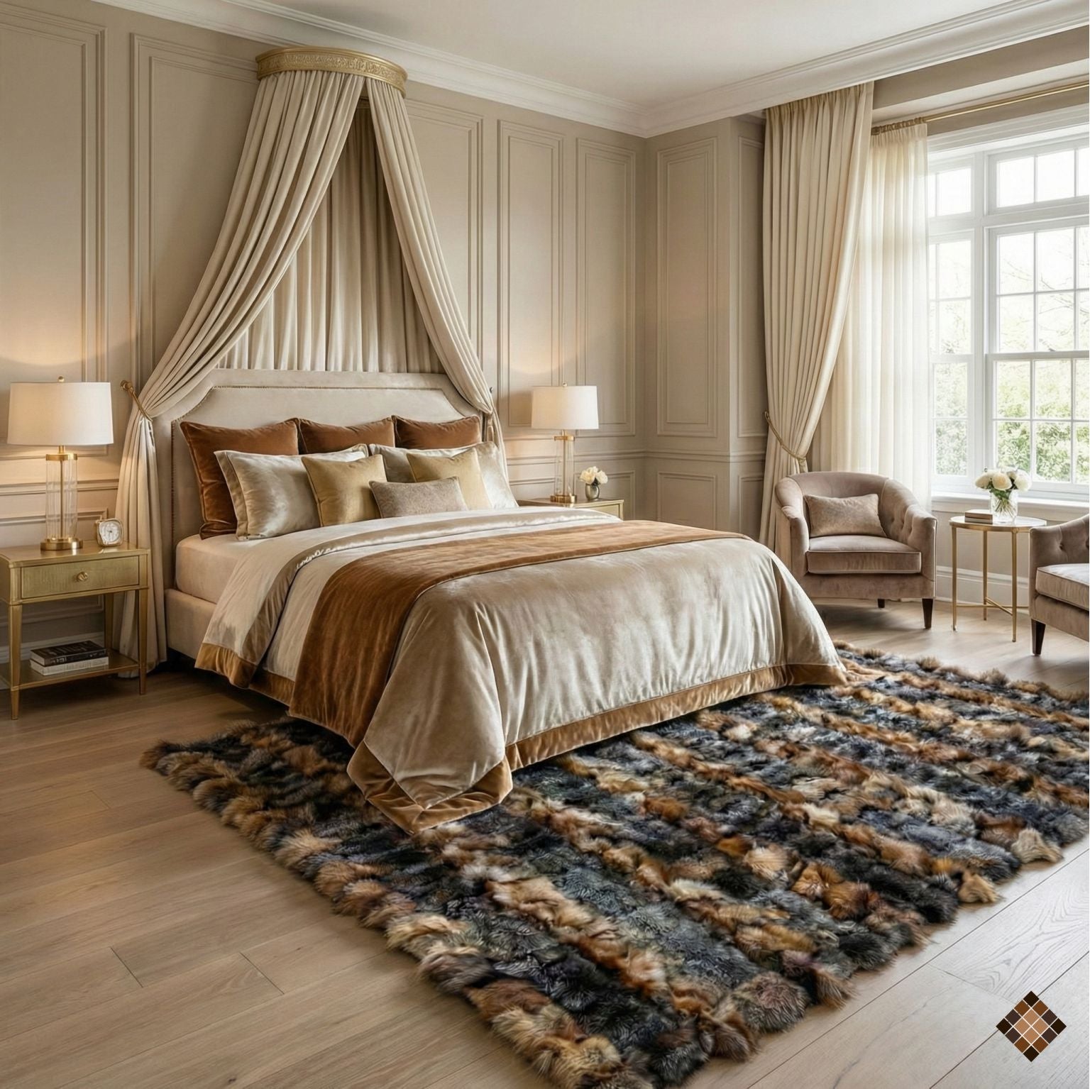 Artisan Handmade Genuine Fox Fur Rug for Elegant Interiors - WONDERFURRUG