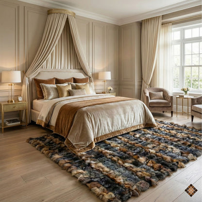 Artisan Handmade Genuine Fox Fur Rug for Elegant Interiors - WONDERFURRUG