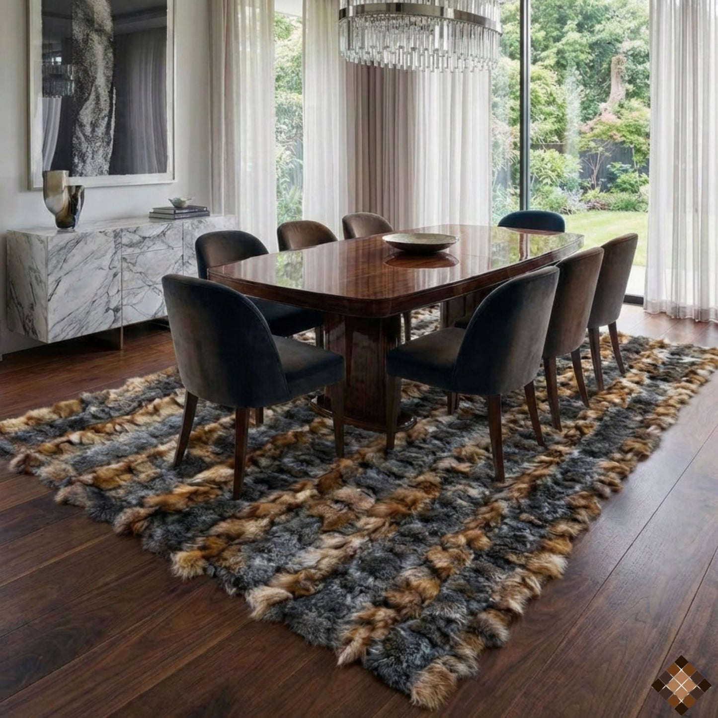 Artisan Handmade Genuine Fox Fur Rug for Elegant Interiors - WONDERFURRUG