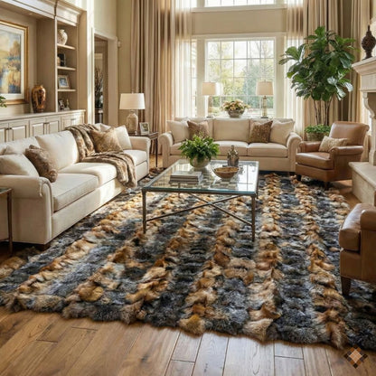 Artisan Handmade Genuine Fox Fur Rug for Elegant Interiors - WONDERFURRUG