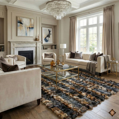 Artisan Handmade Genuine Fox Fur Rug for Elegant Interiors - WONDERFURRUG