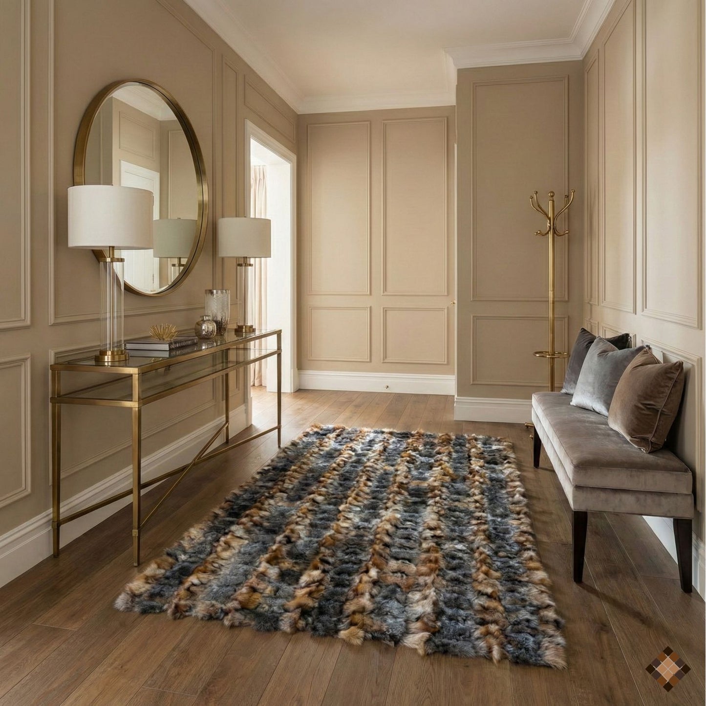 Artisan Handmade Genuine Fox Fur Rug for Elegant Interiors - WONDERFURRUG