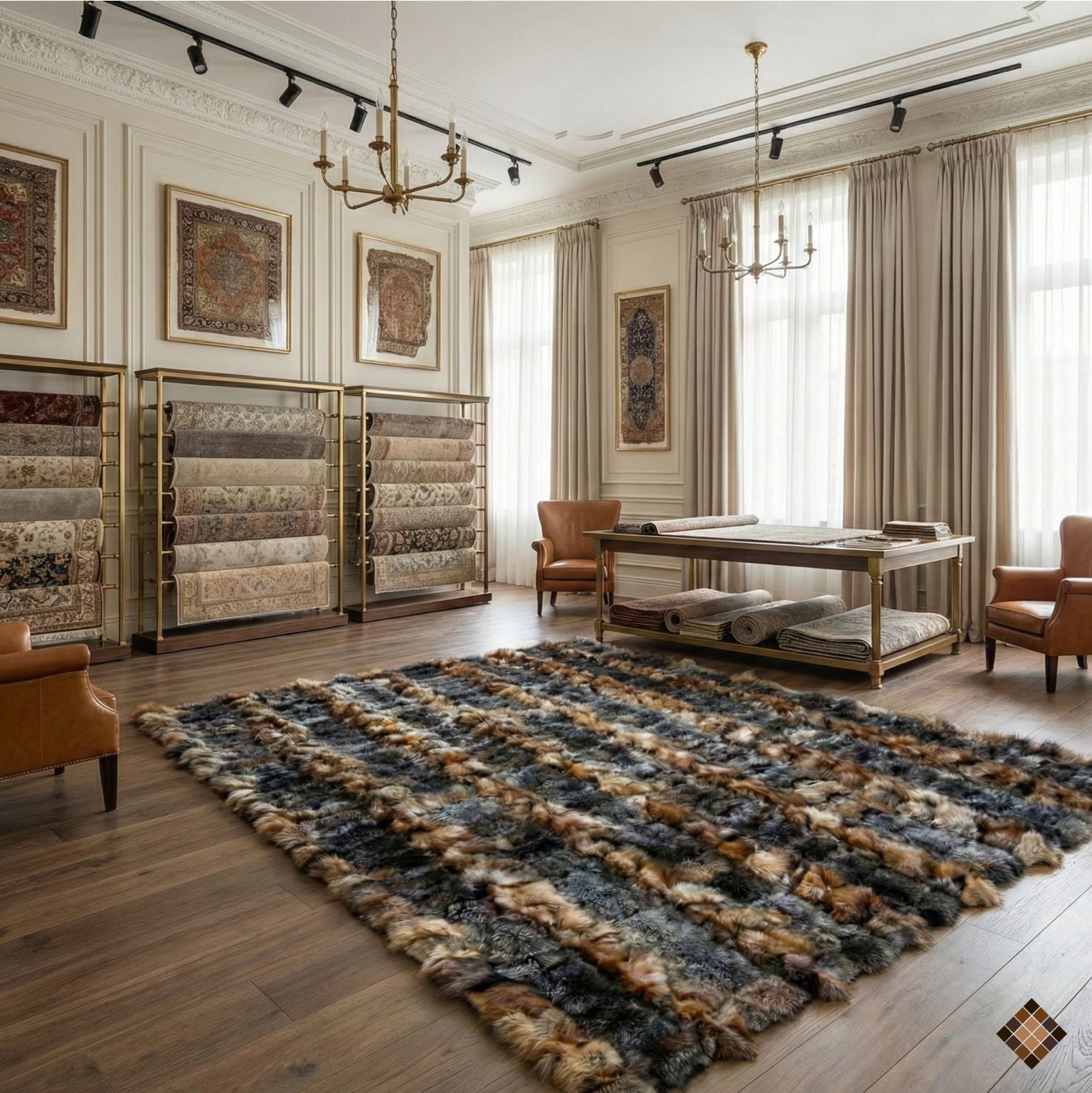 Artisan Handmade Genuine Fox Fur Rug for Elegant Interiors - WONDERFURRUG