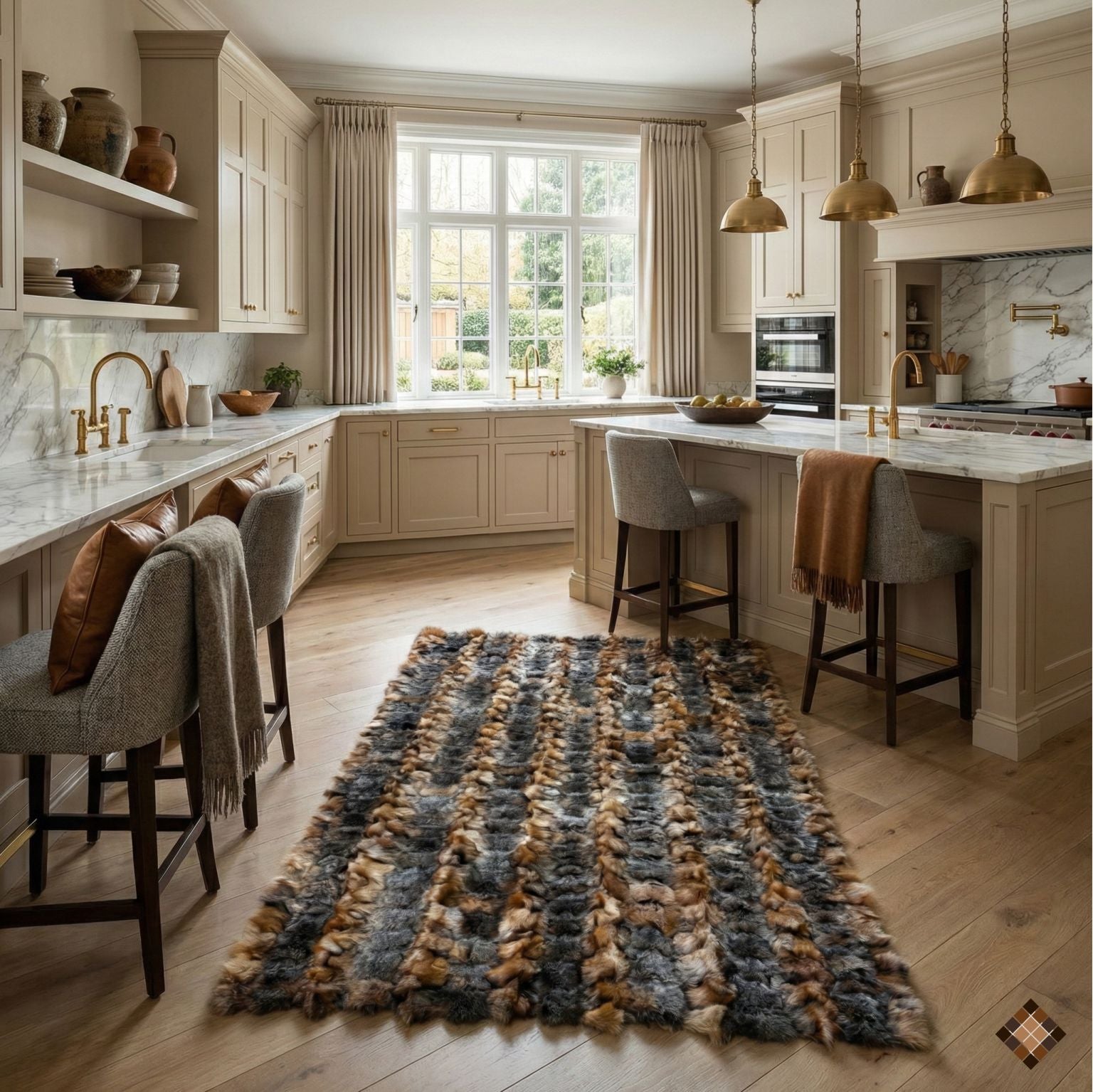 Artisan Handmade Genuine Fox Fur Rug for Elegant Interiors - WONDERFURRUG