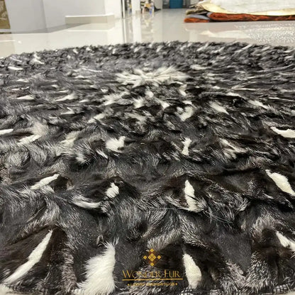 Authentic Black and White Round Real Fox Fur Area Rug - Wonder fur rug Rug Wonder Fur Rug Wonder fur rug