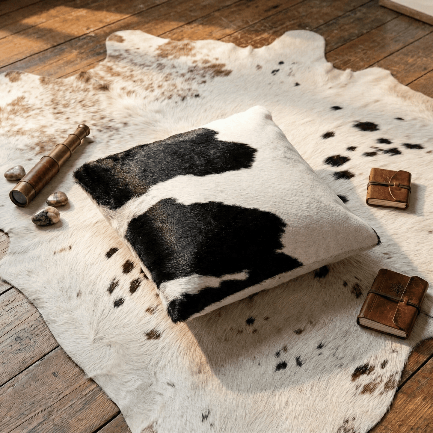 Black And White Cowhide Patchwork Pillow - Handamde Pillow Cover