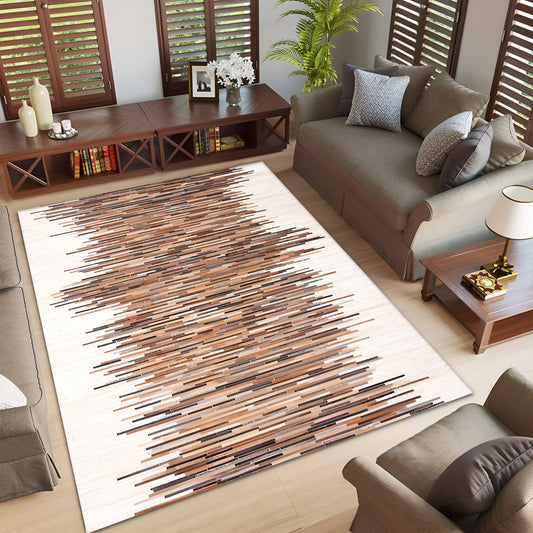 Boho Style Multicolor Natural Cowhide Patchwork Rug, Handmade Area Rug